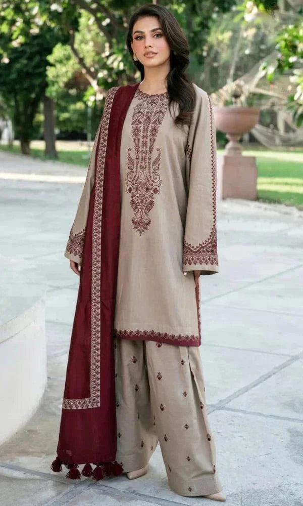 Lawn-3PC Embroidered with Digital Printed Jacquard Dupatta-5045