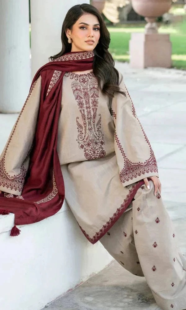 Lawn-3PC Embroidered with Digital Printed Jacquard Dupatta-5045