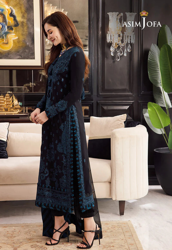 Dhanak-3PC Embroidered Shirt with Organza Embroidered Dupatta - 6064