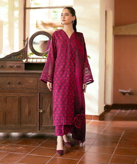 BAROQUE 3PC KARANDI PRINTED SHIRT WITH KARANDI PRINTED DUAPTTA AND TROUSER-829