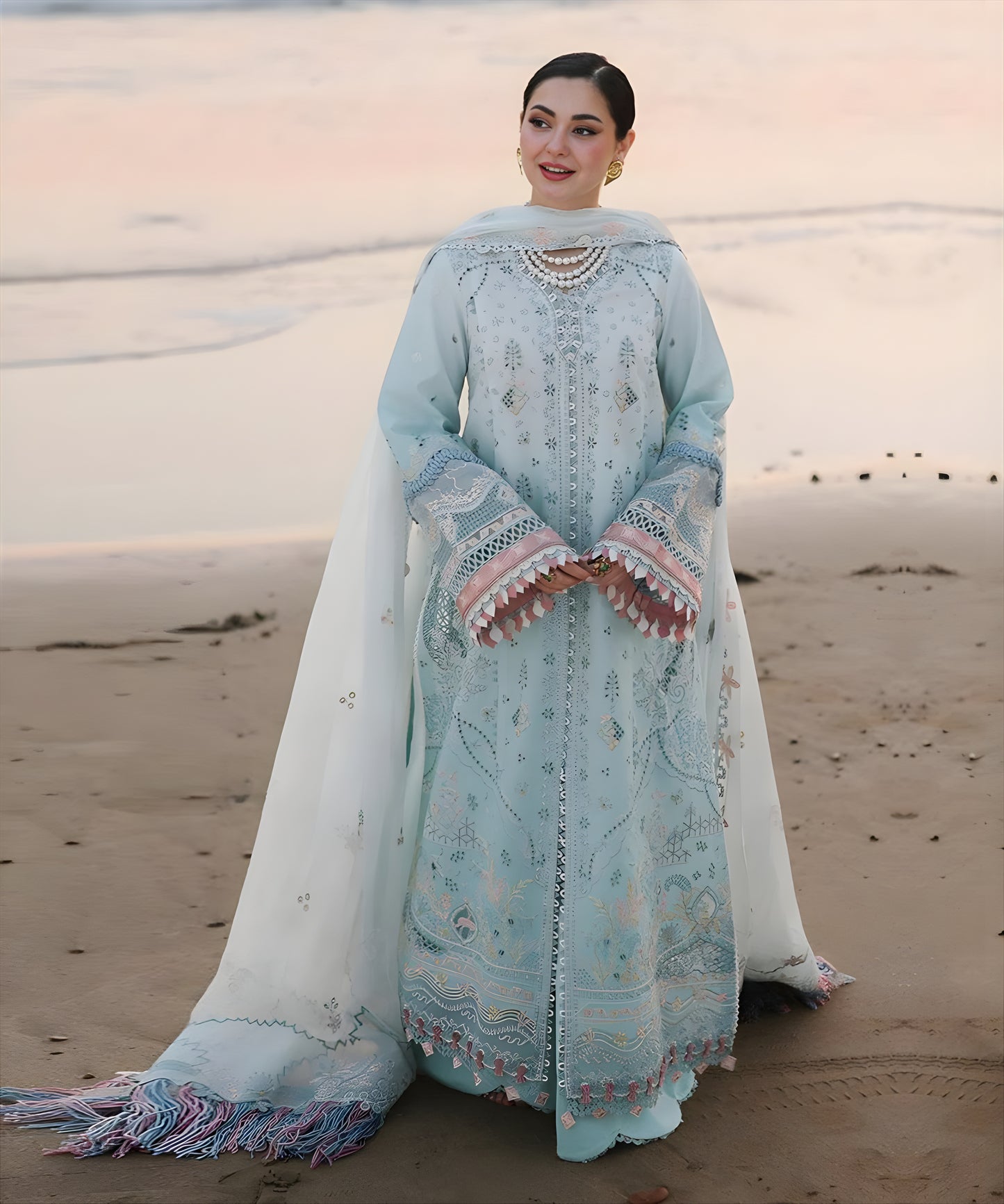 Lawn-3PC Embroidered Shirt With Khadi Net Embroidered Dupatta-5220