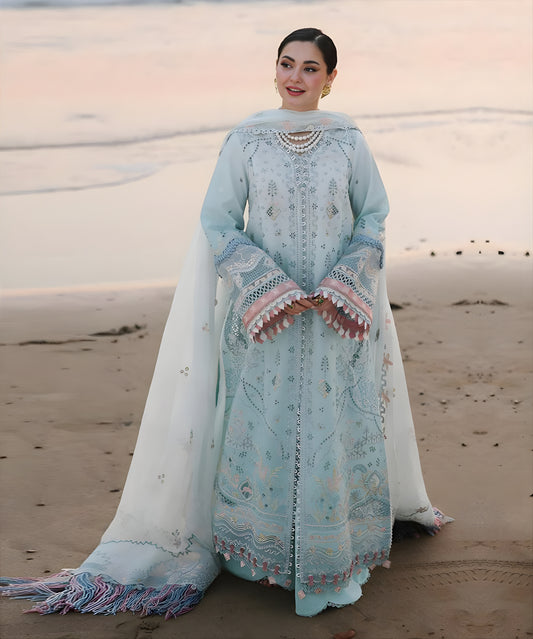Lawn-3PC Embroidered Shirt With Khadi Net Embroidered Dupatta-5220