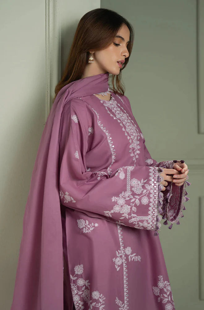 Dhanak 3PC Embroidered Shirt with Chiffon Embroidered Dupatta-3518