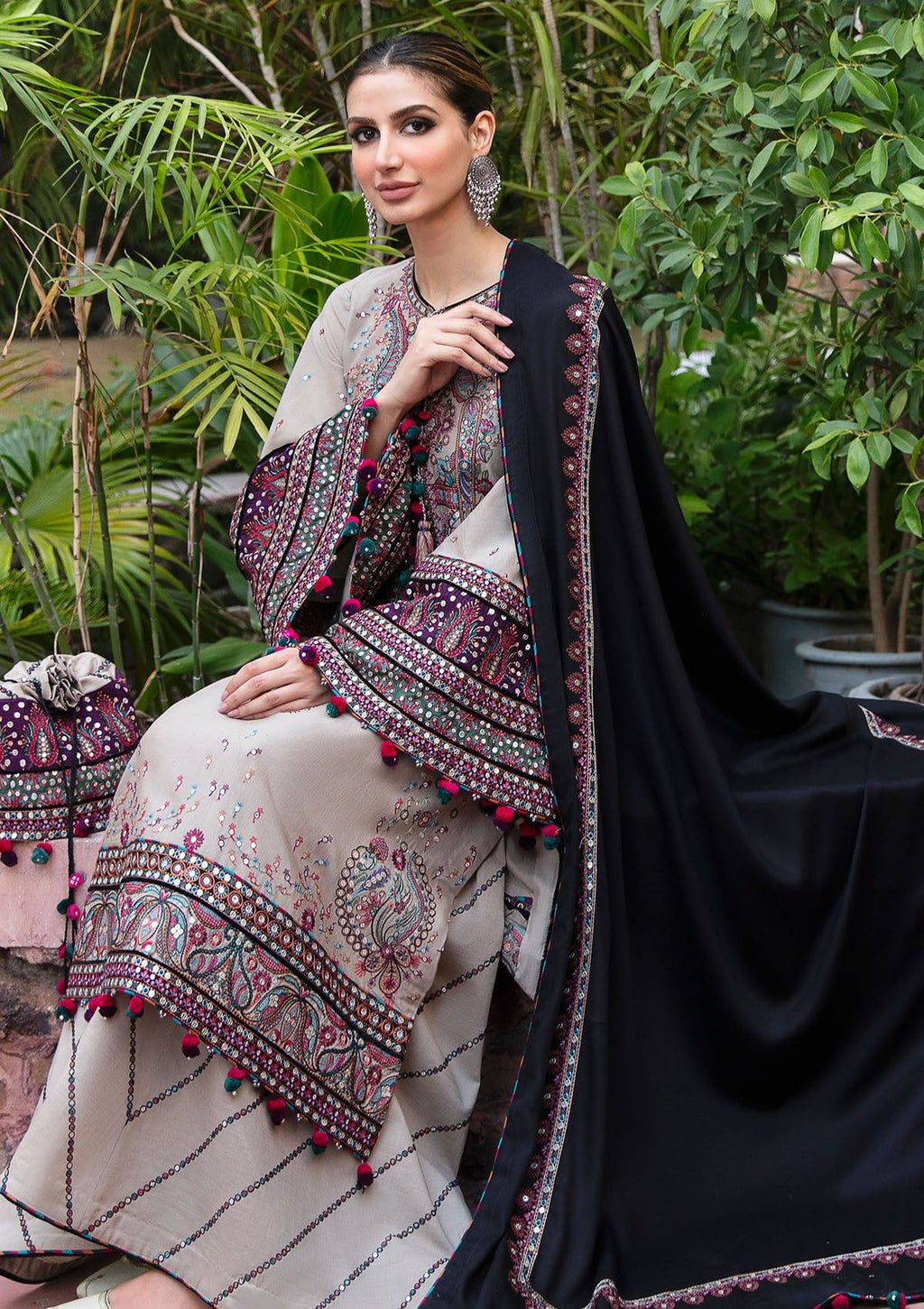Dhanak-3PC Embroidered Shirt with Dhanak Embroidered Dupatta - 6122