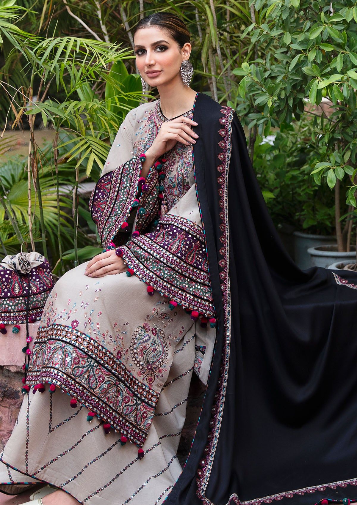 Dhanak-3PC Embroidered Shirt with Dhanak Embroidered Dupatta - 6122