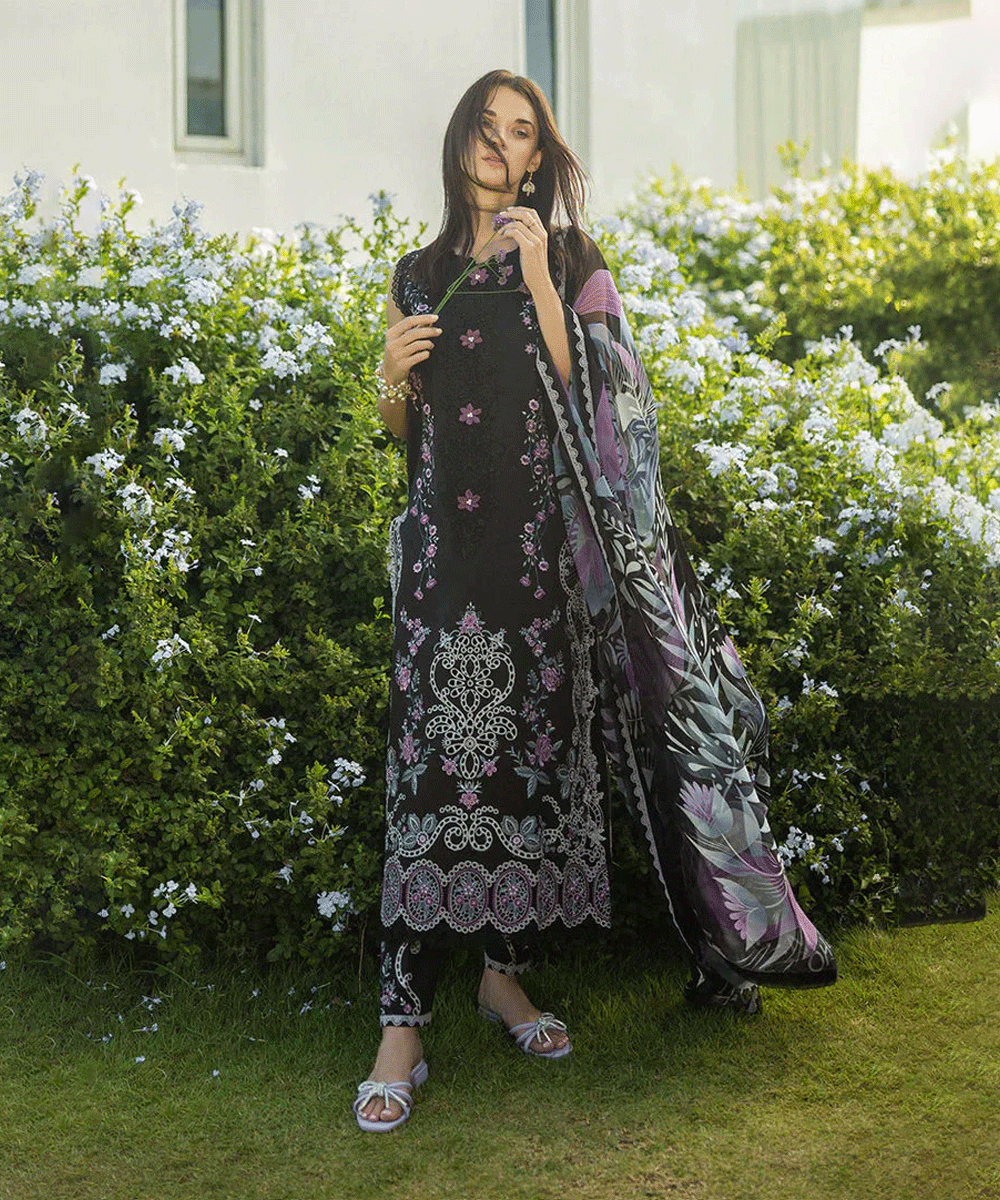 Dhanak-3PC Embroidered Shirt with Digital Printed Wool Shawl-3355
