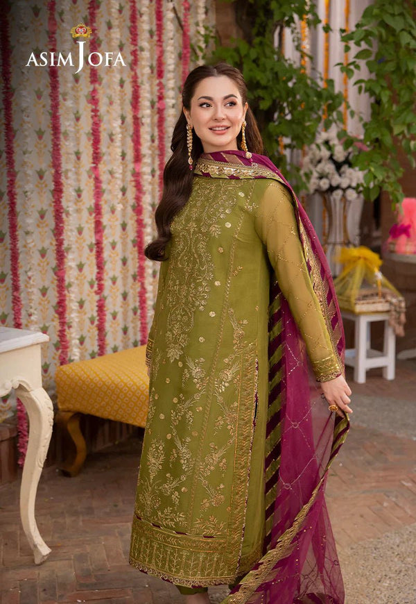 Dhanak-3PC Embroidered Shirt with Chiffon Embroidered Dupatta - 6020
