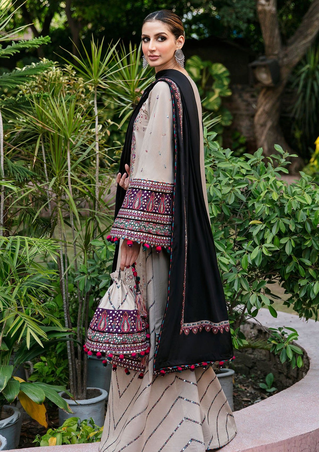 Dhanak-3PC Embroidered Shirt with Dhanak Embroidered Dupatta - 6122