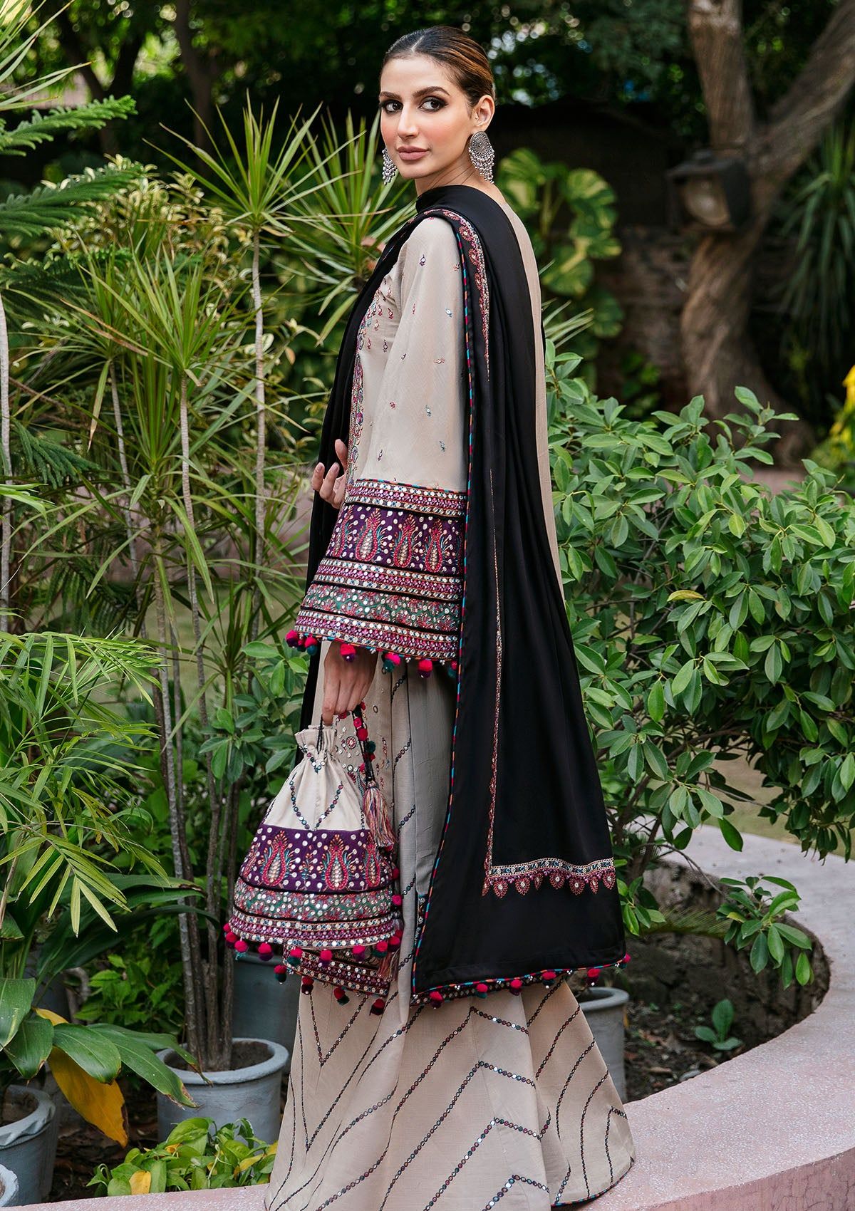 Dhanak-3PC Embroidered Shirt with Dhanak Embroidered Dupatta - 6122