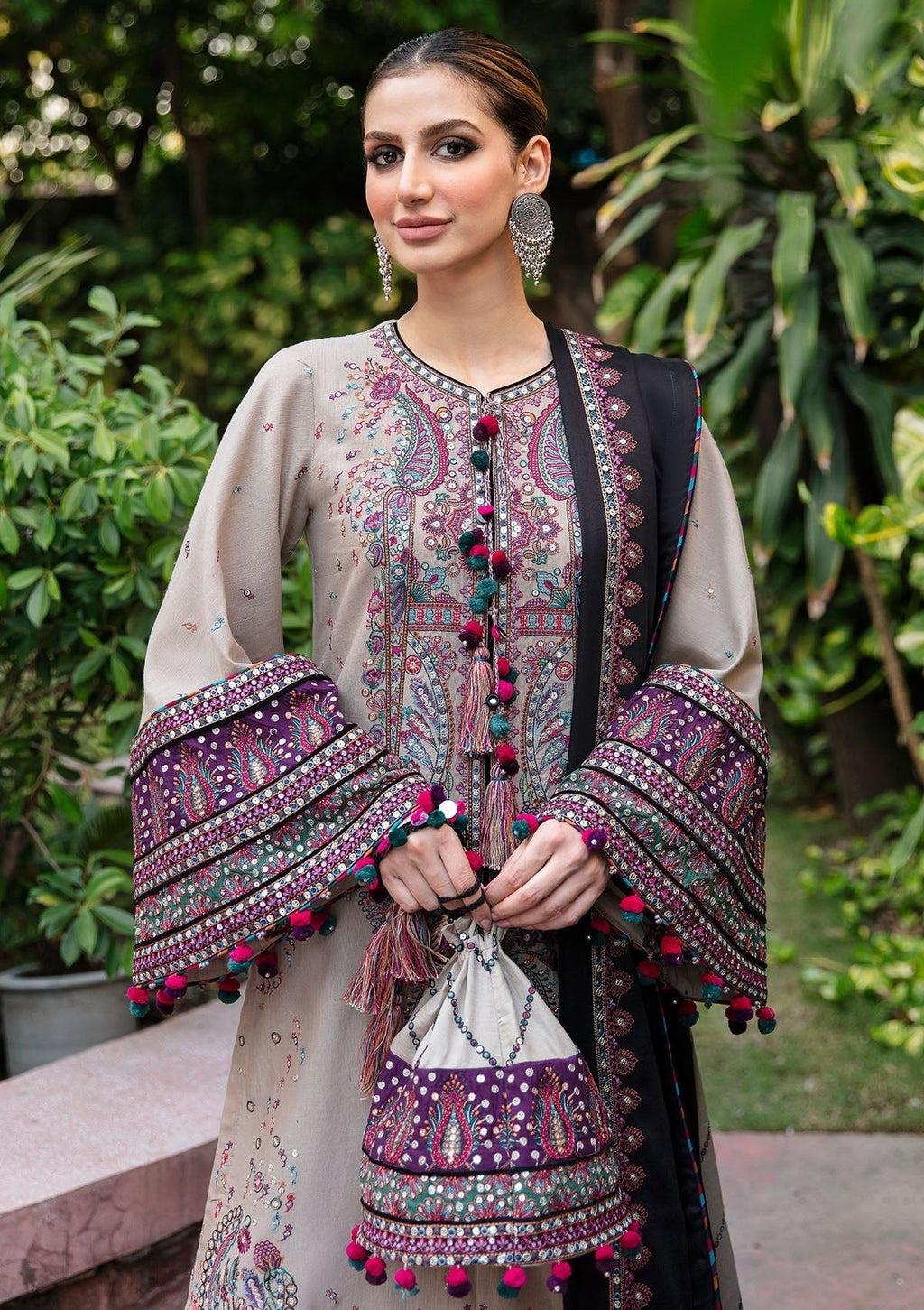 Dhanak-3PC Embroidered Shirt with Dhanak Embroidered Dupatta - 6122