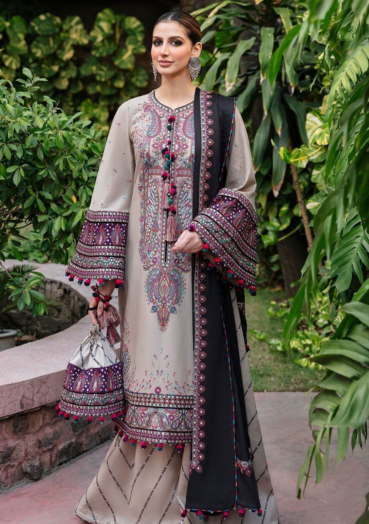 Dhanak-3PC Embroidered Shirt with Dhanak Embroidered Dupatta - 6122