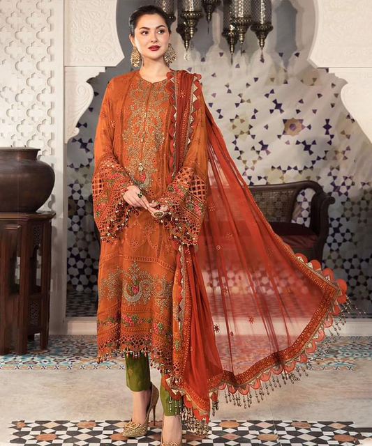 Lawn-3PC Embroidered With Chiffon Embroidered Dupatta-5181