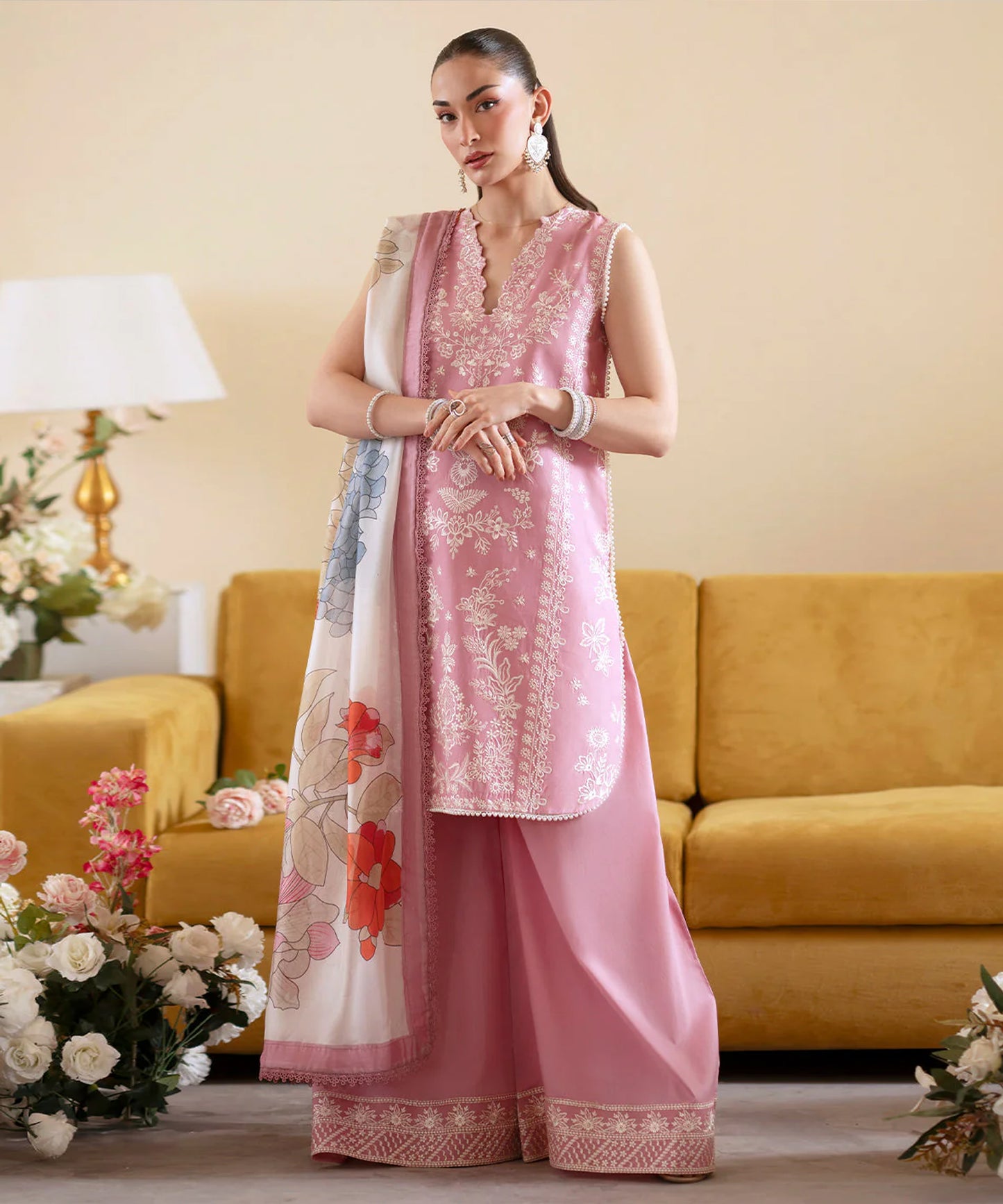 Lawn-3PC Embroidered With Chiffon Digital Printed Dupatta-5224
