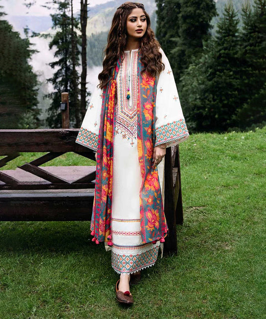 Lawn-3PC Embroidered Shirt with Digital Printed Jacquard Dupatta - 5148