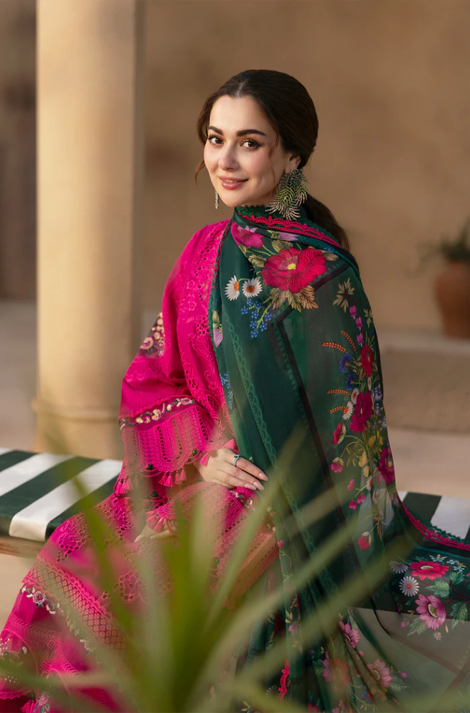 3PC Lawn Embroidered Shirt With Digital Printed Jacquard Dupatta- 5038