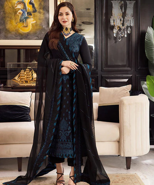 Lawn-3PC Embroidered Shirt with Organza Embroidered Dupatta-1064