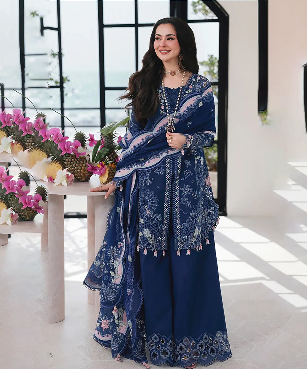 Lawn-3PC Embroidered Shirt with Organza Embroidered Dupatta - 5222