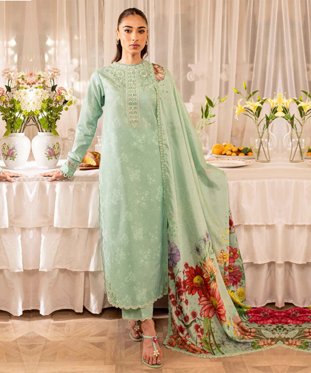 Female Studio Dhanak 3PC Embroidered With Digital Printed Dupatta-121