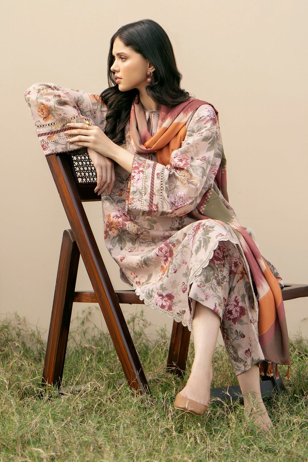 BAROQUE 3PC Lawn Printed Shirt With Voile Printed Dupatta-762