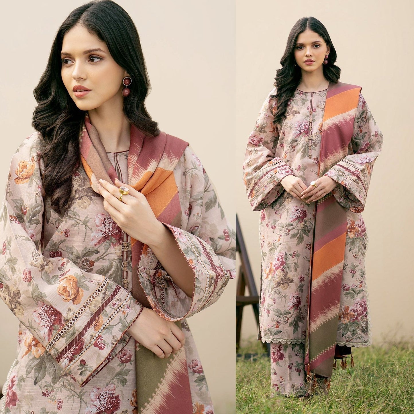 BAROQUE 3PC Lawn Printed Shirt With Voile Printed Dupatta-762