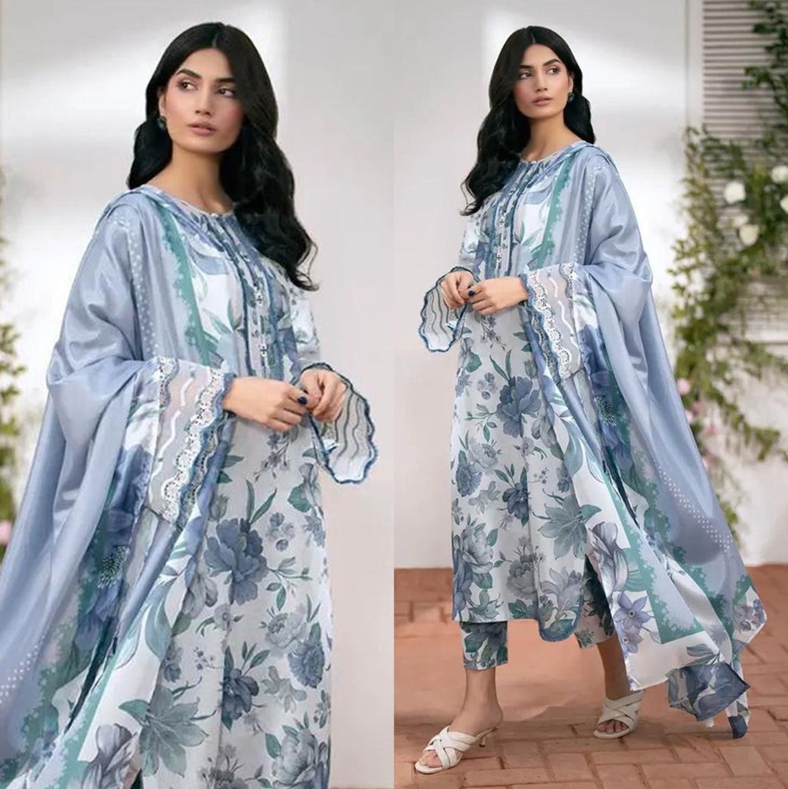 BAROQUE - 3PC Lawn Printed Shirt With Voile Printed Dupatta-789