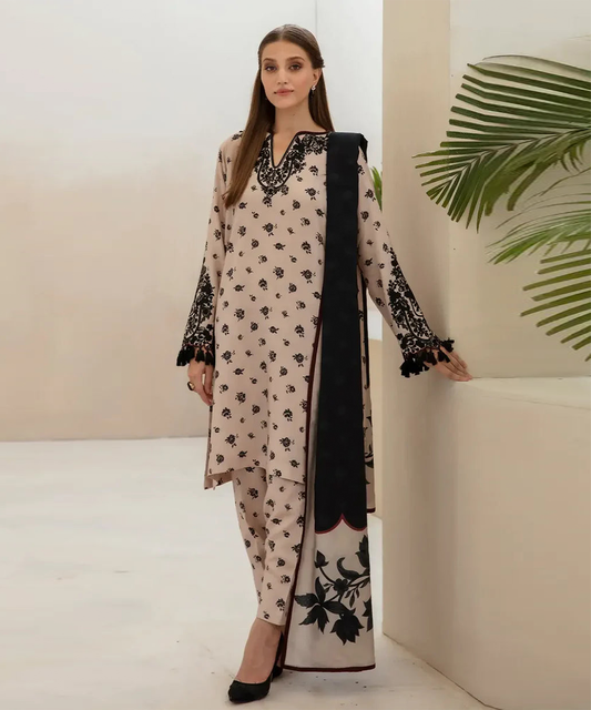 BAROQUE 3PC KARANDI PRINTED SHIRT WITH KARANDI PRINTED DUAPTTA AND TROUSER-808