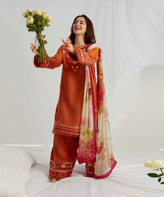 ZARA SHAHJAHAN 3PC Lawn Embroidered Shirt With Printed Dupatta-466