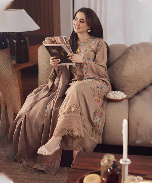 Lawn-3PC Embroidered Shirt With Digital Printed Jauqard Dupatta-5153