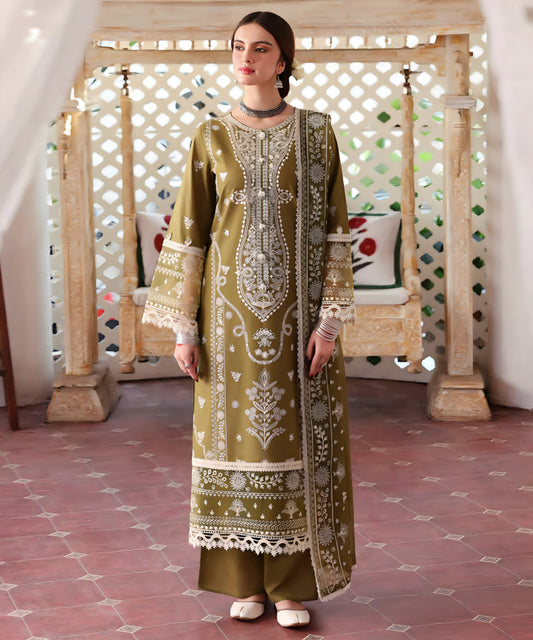 Lawn-3PC Embroidered Shirt With Organza Embroidered Dupatta-5211