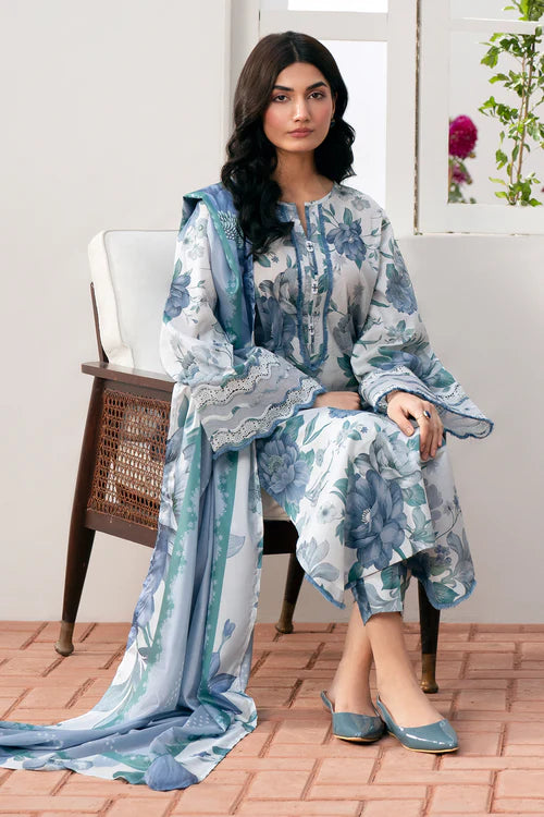 BAROQUE - 3PC Lawn Printed Shirt With Voile Printed Dupatta-789