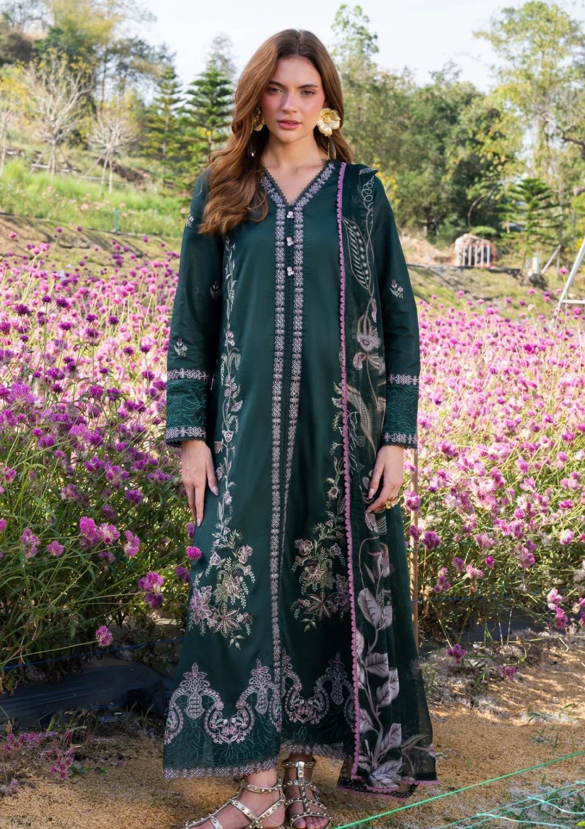 Lawn-3PC Embroidered Shirt With Digital Printed Jacquard Dupatta-5330