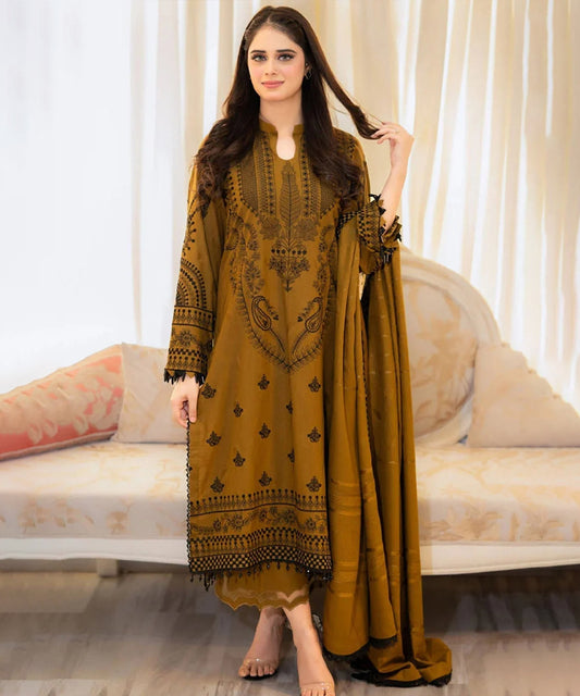 Lawn-3PC Embroidered Shirt with Embroidered Cotton Net Dupatta -5106