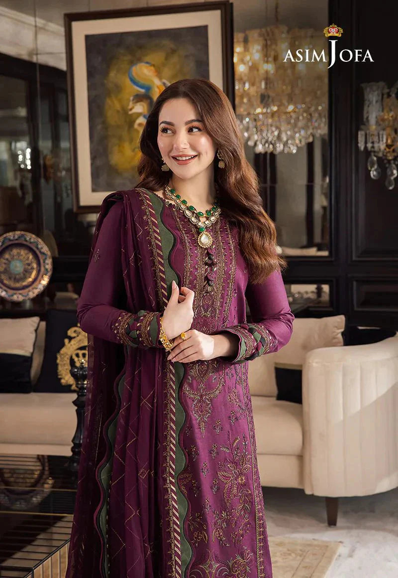 ASIM JOFA 3PC Lawn Embroidered With Chiffon Embroidered Dupatta-412