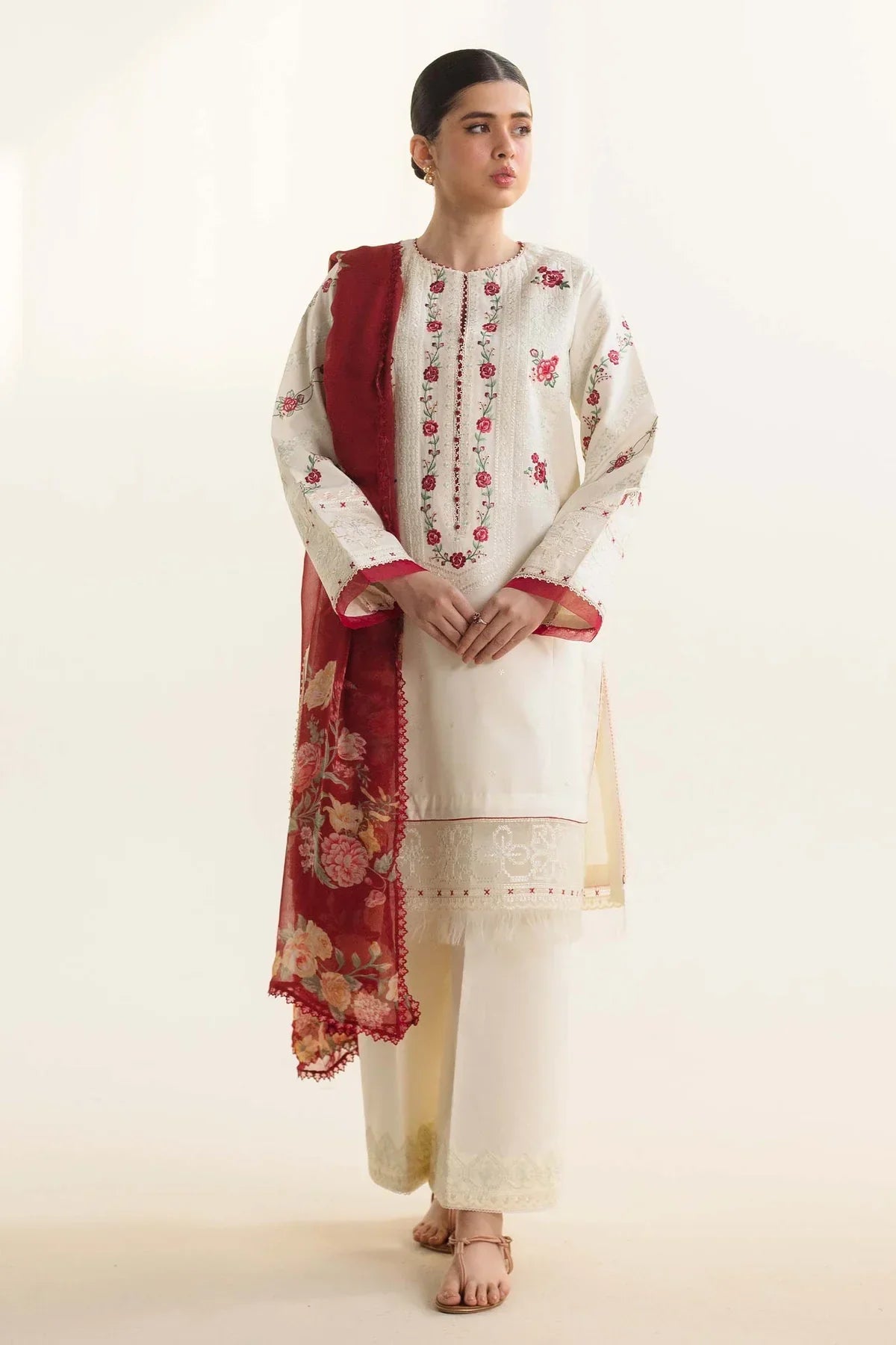 ZARA SHAHJAHAN 3PC Lawn Embroidered Shirt With Printed Dupatta-494