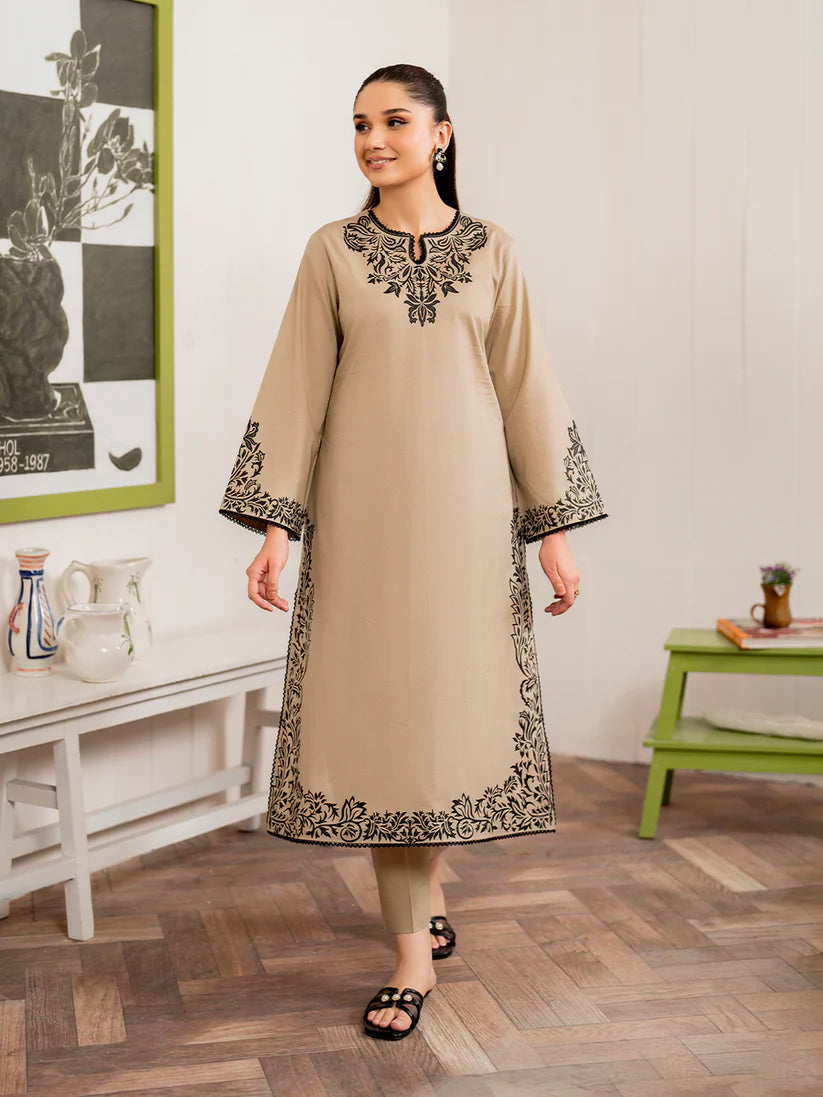 Dhanak-3PC Embroidered Shirt with Digital Printed Wool Shawl - 680