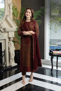 Dhanak-3PC Embroidered Shirt with Chiffon Embroidered Dupatta - 128