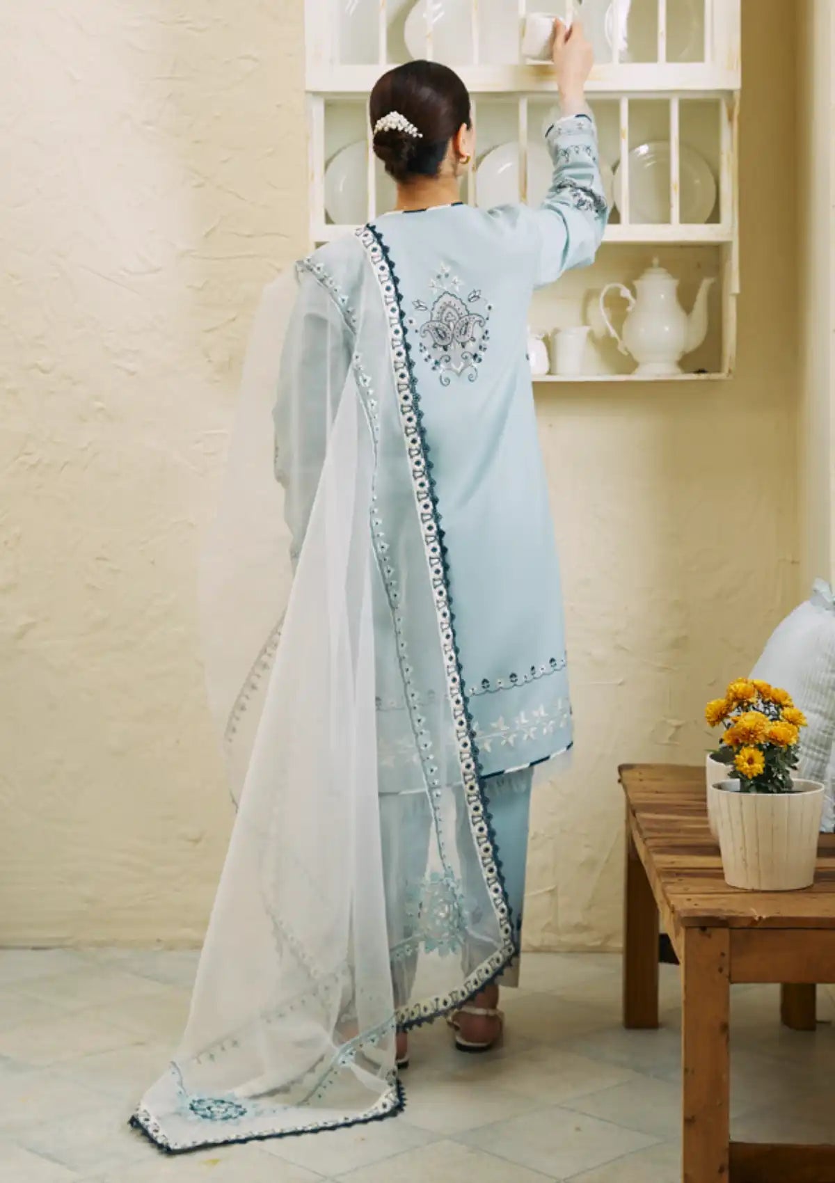 ZARA SHAHJAHAN 3PC Lawn Embroidered Shirt With Organza Embroidered Dupatta-369