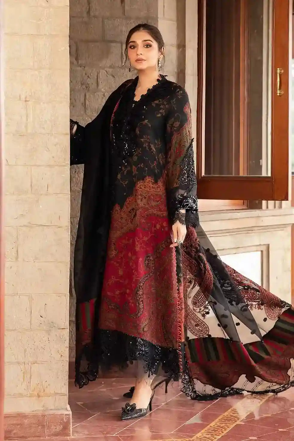 3PC KARANDI PRINTED SHIRT WITH KARANDI PRINTED DUAPTTA AND TROUSER -1709