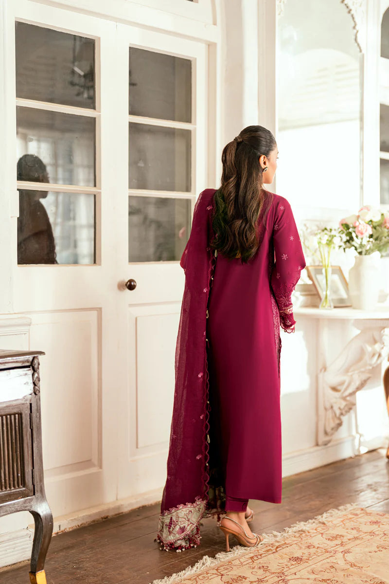 Dhanak-3PC Embroidered Shirt with Chiffon Embroidered Dupatta-3366