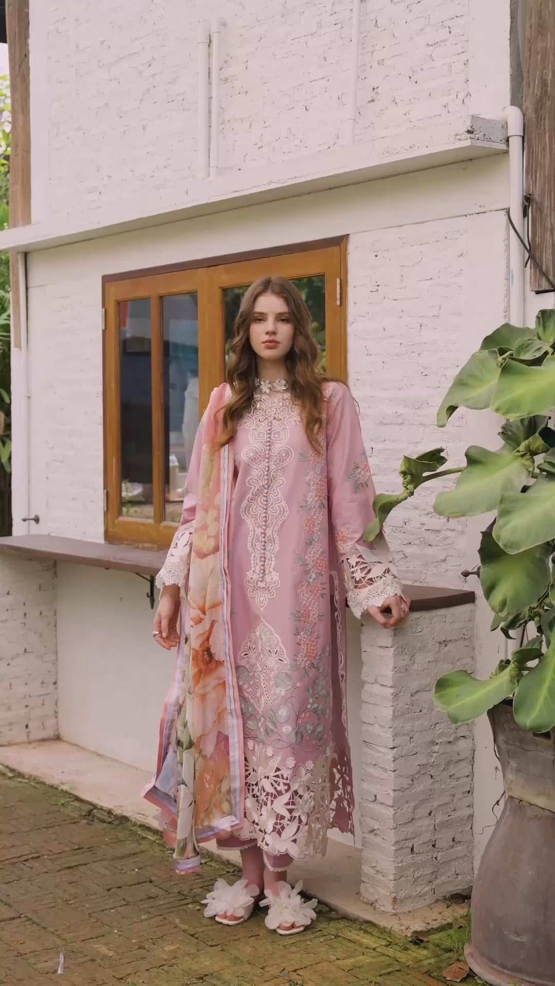 Dhanak-3PC Embroidered Shirt with Digital Printed Wool Shawl - 6384