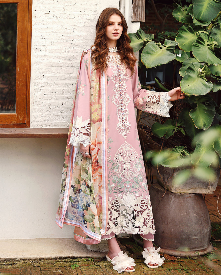 Dhanak-3PC Embroidered Shirt with Digital Printed Wool Shawl - 6384