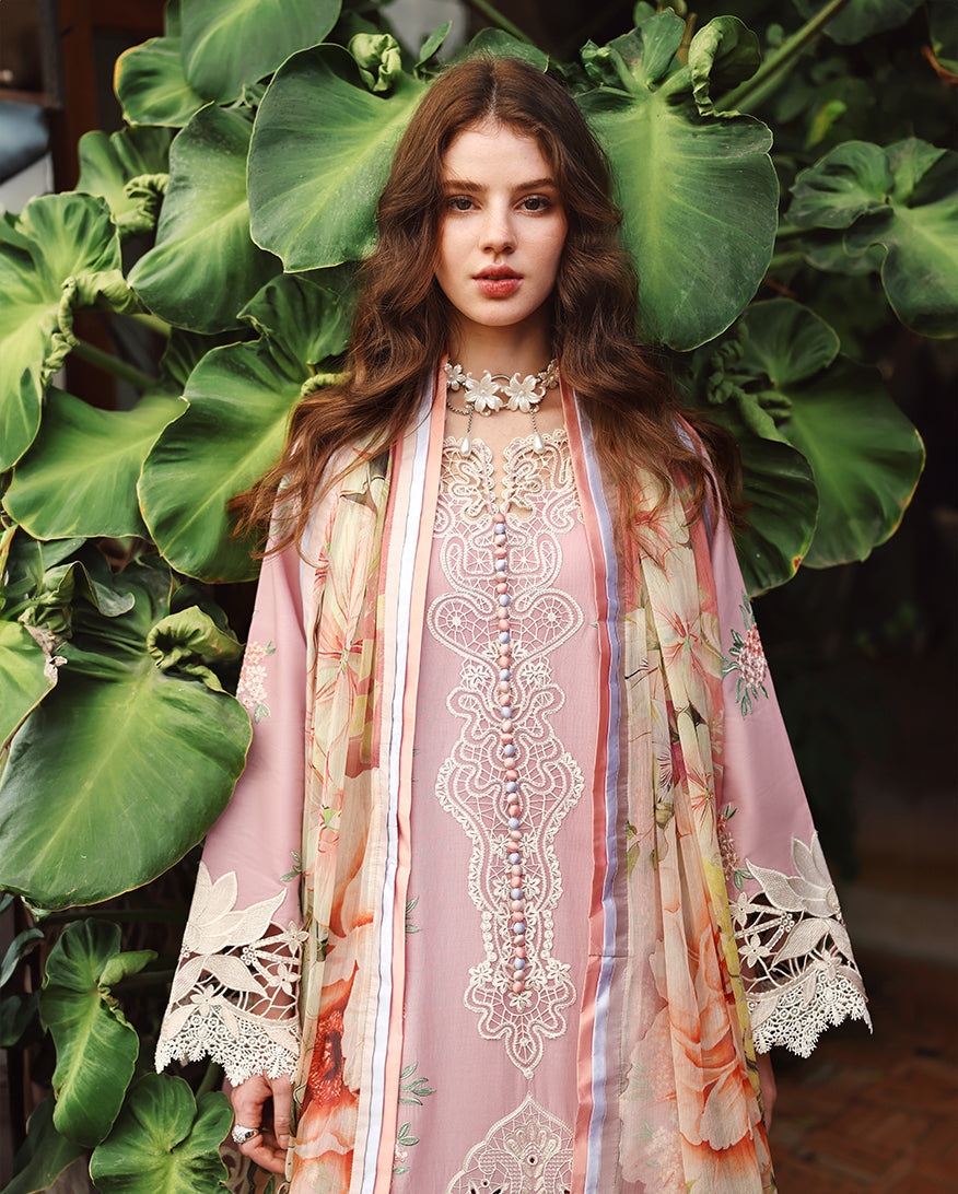 Dhanak-3PC Embroidered Shirt with Digital Printed Wool Shawl - 6384