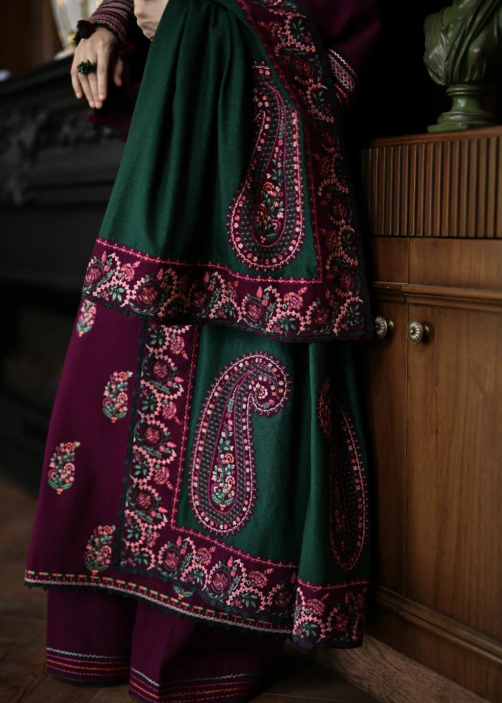 Dhanak-3PC Embroidered Shirt with Dhanak Embroidered Dupatta- 3563