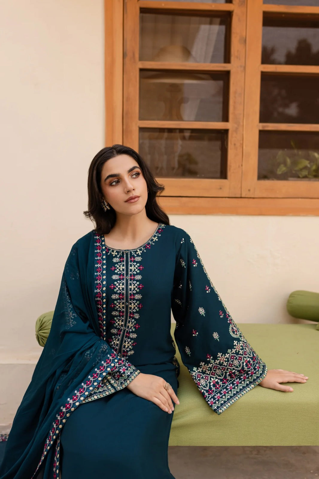 Lawn-3PC Embroidered Shirt with Chiffon Embroidered Dupatta-1266