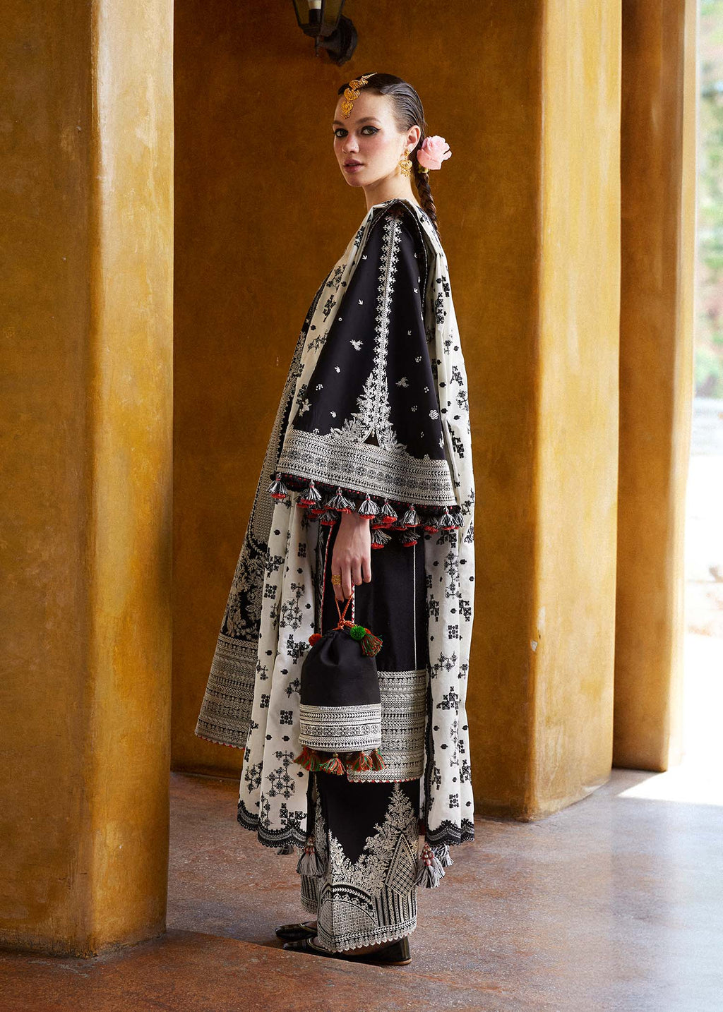 Lawn-3PC Embroidered Shirt with Organza Embroidered Dupatta-1372