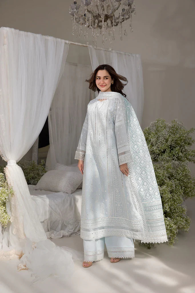 Dhanak-3PC Embroidered Shirt with Chiffon Digital Printed Dupatta - 6103
