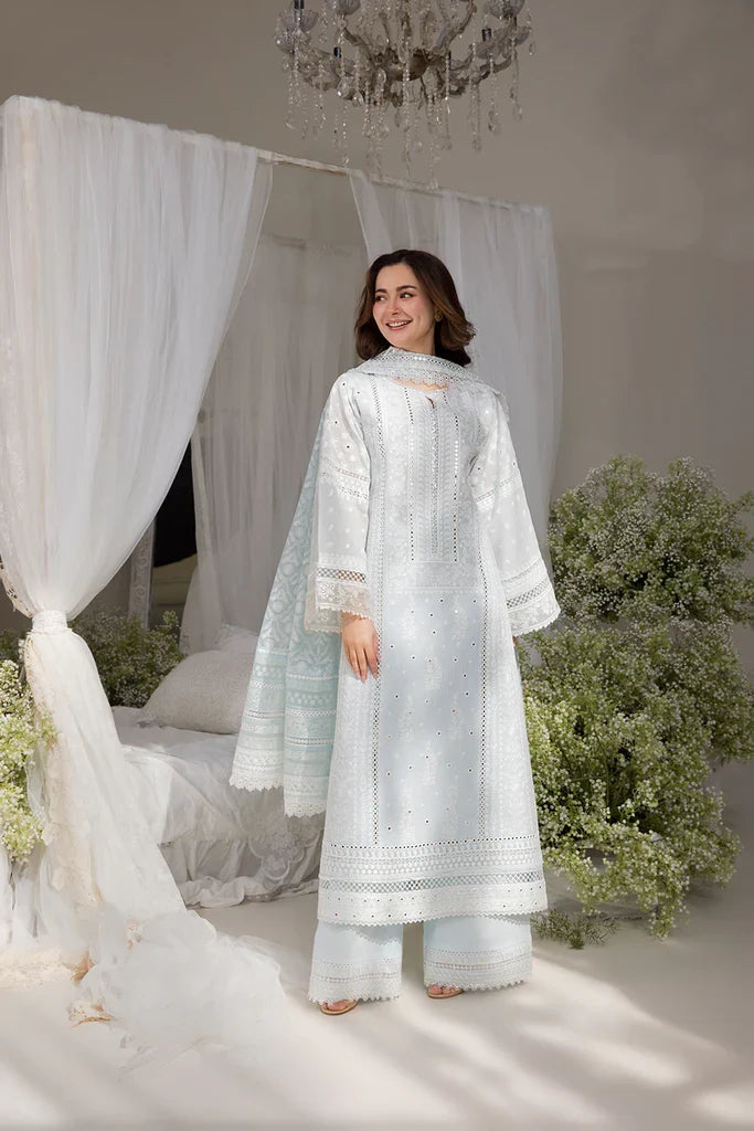Dhanak-3PC Embroidered Shirt with Chiffon Digital Printed Dupatta - 6103