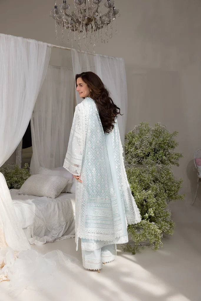 Dhanak-3PC Embroidered Shirt with Chiffon Digital Printed Dupatta - 6103