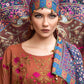 Dhanak-3PC Embroidered Shirt with Digital Printed Wool Shawl - 3462