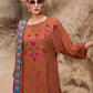 Dhanak-3PC Embroidered Shirt with Digital Printed Wool Shawl - 3462